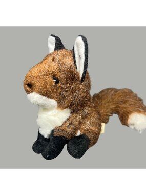 Folkmanis Brown Fox Finger Puppet w Black White & Furry Details - Soft Stuffed A